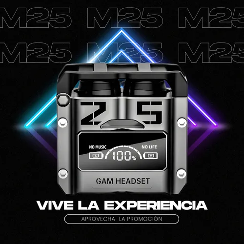 Audífonos Inalámbricos Gamer Bluetooth 5.3 M25 Táctil Hi-fi