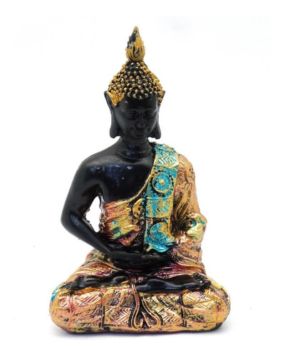 Figura Decorativa Buda Dorado Sentado Meditación Poliresina