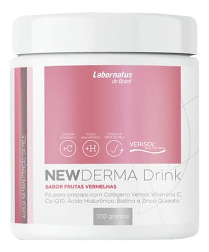 New Derma Drink Suplemento Alimentar Em Pó Colágeno 200g Sabor Frutas vermelhas