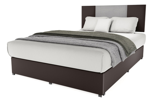 Cama Recamara - Base Box Cabecera Roma Chocolate Queen Size