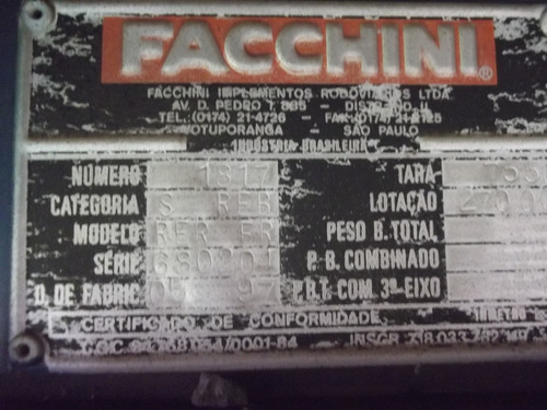 Reb/facchini Baú 14,80 Comp 2,70 Alt
