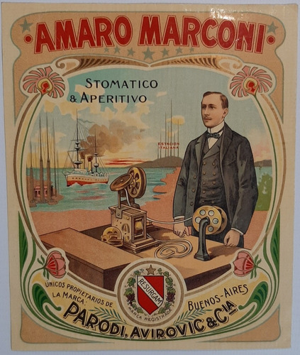 Antigua Etiqueta Bebida Unica 1910 Amaro Ro 193