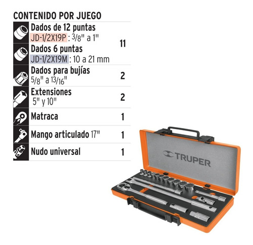 Juego Puntas Tubos Mecanico Truper X 18pz