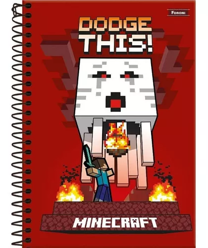 Kit 2 Cadernos Espiral Minecraft + Caderno Desenho Minecraft