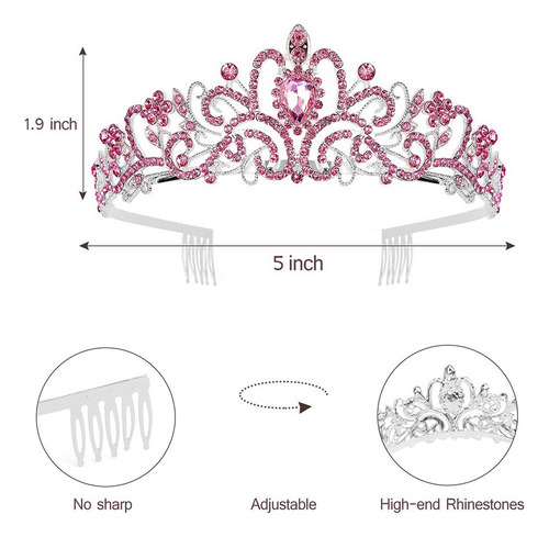 Tiara De Cumpleañera, Corona De Princesa Coronada Con Banda