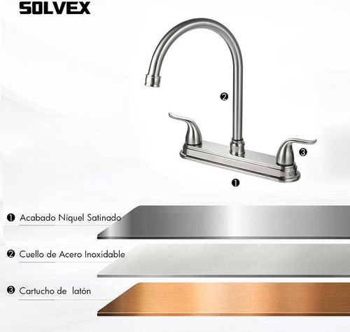 Llave Mezcladora Fregadero Cocina Grifo Cromo Inoxidable 8'
