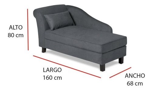 Muebles Reposet Chaise Lounge Elora Suede Gris Sofa Sillon