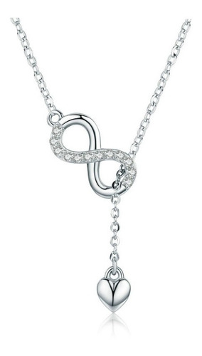 Collar Mujer Dije Corazón Infinito Regalo De Amor Plata 925 