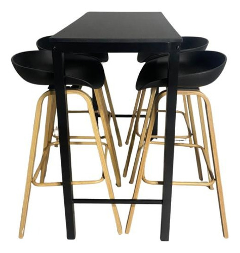 Comedor Alto Estilo Bar X4 Taburete Cuppy Y Mesa Rectangular