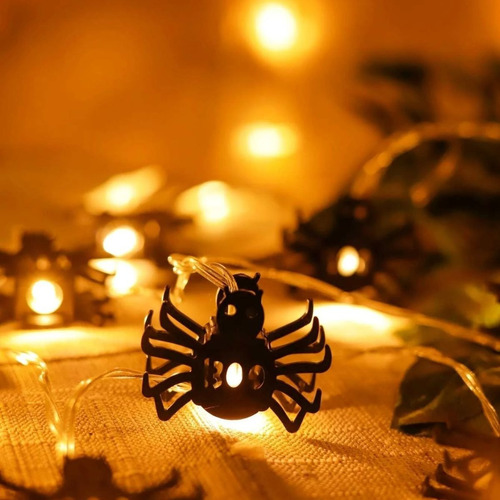 Cordão De Luz Led Halloween Formato De Aranha 20 Lâmpadas