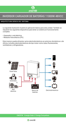 Inversor Cargador Solar 11000w Senoidal Pura Enertik
