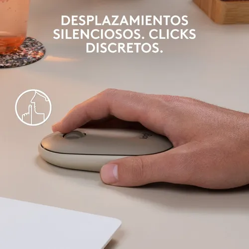 Mouse Wireless Bluetooth Logitech Pebble M350 Grey Milk Color Marrón