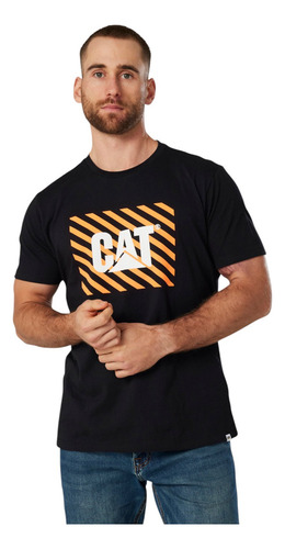 Playera Cat Hombre Caterpillar Negro Logo Casual