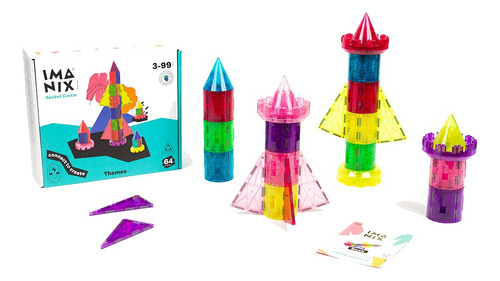 Juego Bloques Magnético Braintoys Imanix Rocket Castle 64pcs