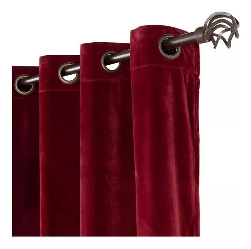 Cortina De Tela Velvet 220 X 135 Cm Rojo / Bordeaux