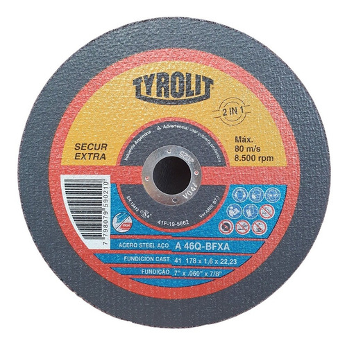 Disco De Corte Tyrolit Secur 178x1.6mm Original X Unidad