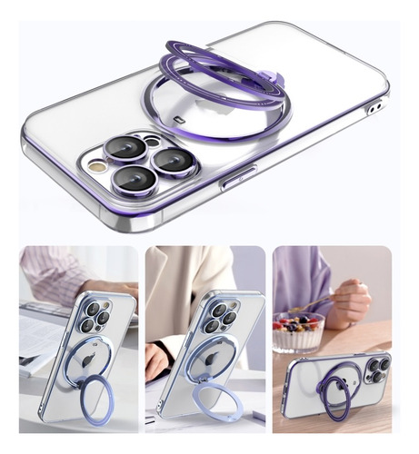 Funda Simple Con Soporte Y Protector De Lente Para iPhone 16
