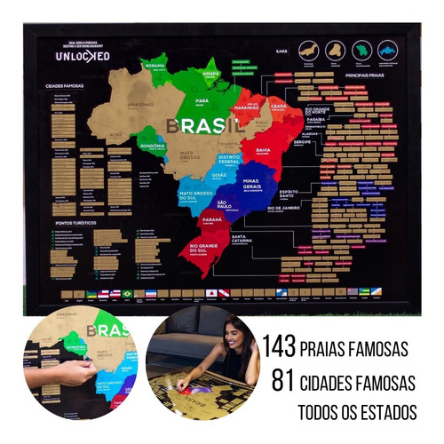 Imagem 2 de 8 de Mapa Do Brasil De Raspar Unlocked Com Moldura