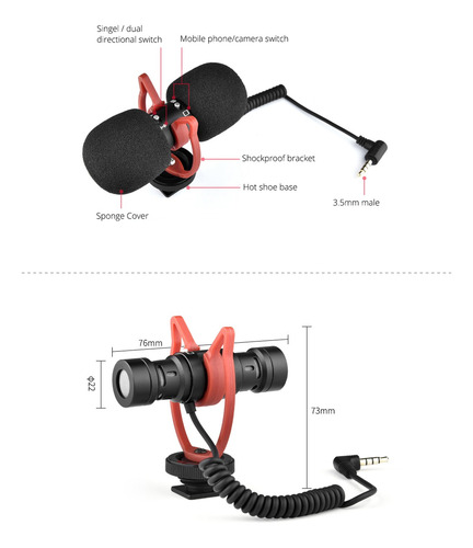 Andoer Mic11 Mini Single/gravação Direcional Dupla
