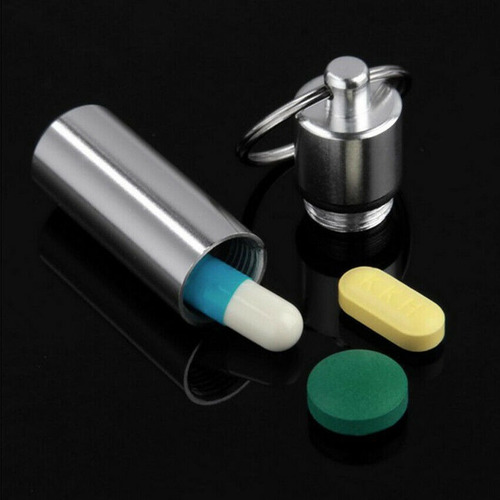 Imagen 6 de 9 de Llavero Pastillero Compactos Aluminio Hermetico Impermeable