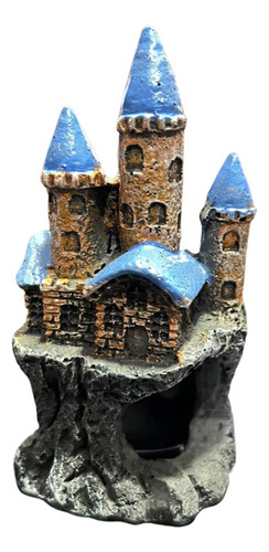 Adorno Mini Castillo Pintado 9,5x5x4cm Acuario Pecera Color Chocolate