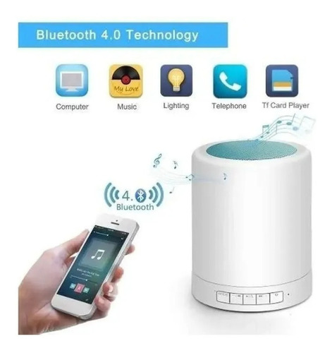 Bocina Bluetooth Luz Led Rgb Microsd Aux3.5 Usb Touch