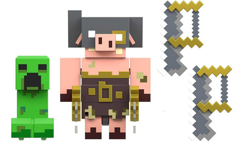 Muñecos Minecraft Legends Creeper Vs Piglin Bruiser