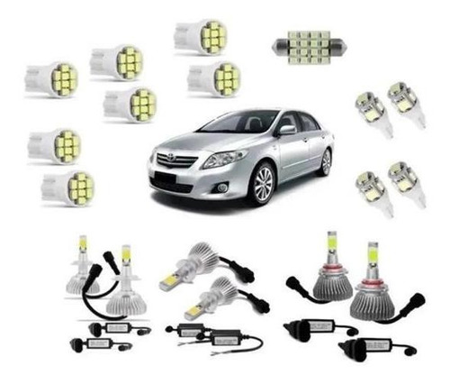 Kit Lâmpadas Super Led Corolla 2009/2013 Hb4 Hb3 H11 6000k