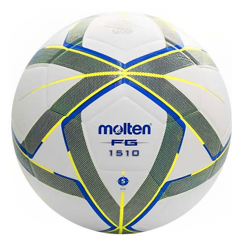 Balón Laminado Duro Molten Fútbol Forza F5g1510 No.5 Color Blanco/azul/amarillo