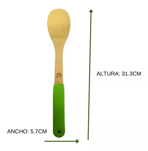 Set Utensilios Para Cocina Ecowood De Bambú Y Silicona Color Gris