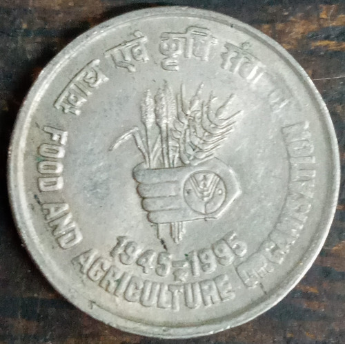 India 5 Rupees 1995 * 50º Aniv. De La F.a.o. *