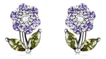 Comprar Aretes Topos Flor Con Cristales Para Mujer En Plata 925 