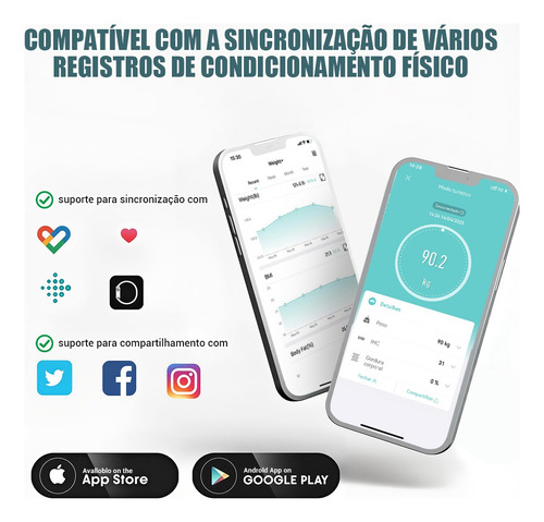 Balança Bioimpedância Digital Gordura-corporal Com Smart App
