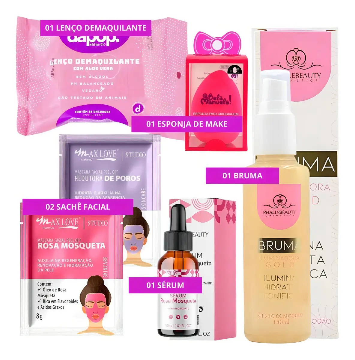 Kit Skincare Cuidado Facial Limpa Ilumina Hidrata Tonifica