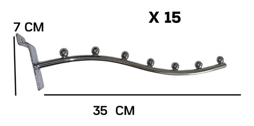 Pack 15 Ganchos Cascada 35 Cm  Panel Rack Ranurado Blistero