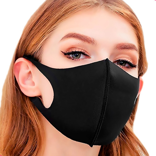 Imagem 1 de 3 de Máscara De Tecido Lavável Preta Com Dupla Camada De Proteção