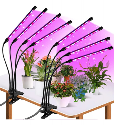 X2 Lámpara Led Crecimiento Plantas 4 Tubos Luz Ultravioleta