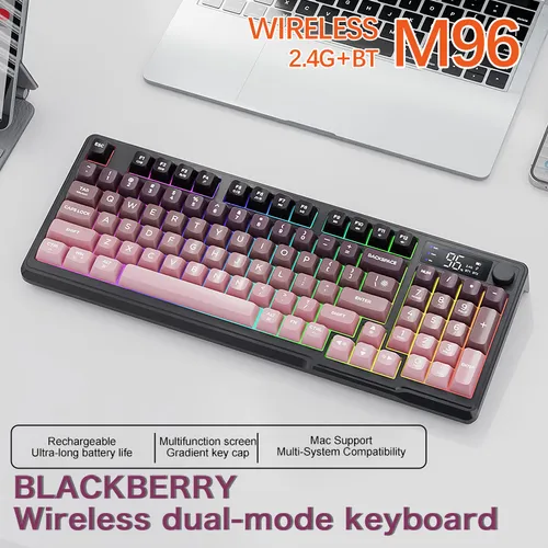 Teclado Inalámbrico Para Juegos Freewolf M96 De Modo Dual Gr