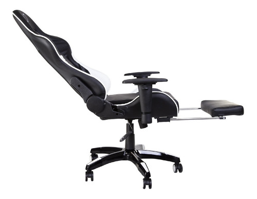 Imagen 4 de 5 de Silla de escritorio Nibio Destroyer gamer ergonómica negra y blanca con tapizado de cuero sintético
