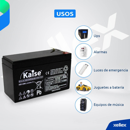 Imagen 5 de 9 de Batería Recargable Sellada Kaise 12v 9ah Kb1290 Ups Alarmas