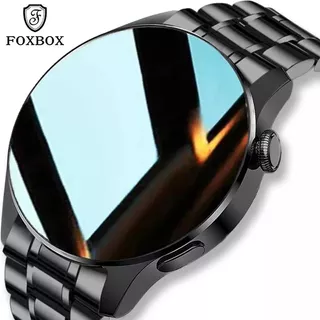 FoxBox - Reloj Inteligente Para Hombre Bluetooth Llamadas, Deportivo Impermeable i29 Android / IOS 1.28" caja 1.7" de acero inoxidable negra, malla negra de acero inoxidable y bisel negro.