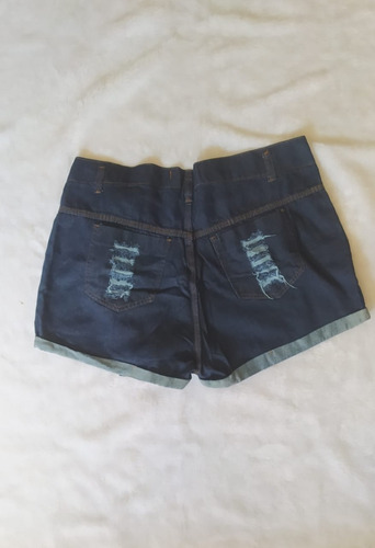 Imagem 2 de 2 de Short Jeans Feminina Plus Size Curto Com Amarração