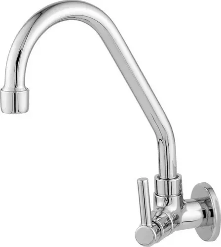 Torneira Bica Móvel De Cozinha Parede Alavanca 1/4 Inox Acabamento Cromada Cor Prateado