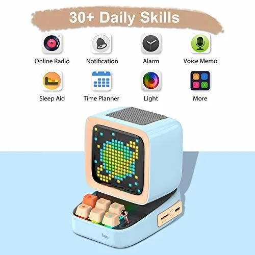 Parlante Bluetooth Divoom Retro Pixel Art (celeste)