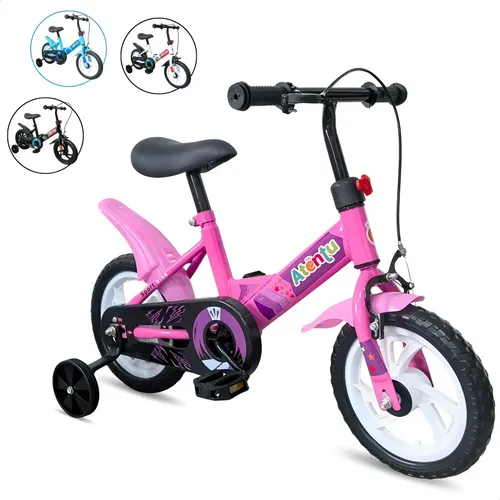 Bicicleta Infantil Aro 12 Com Rodinhas Laterais Equilíbrio Rosa S