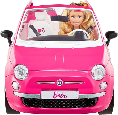 Boneca Barbie Com Carro Fiat 500 Mattel