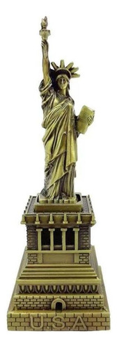 Miniatura Estátua Da Liberdade Metal 18cm - Ouro Velho