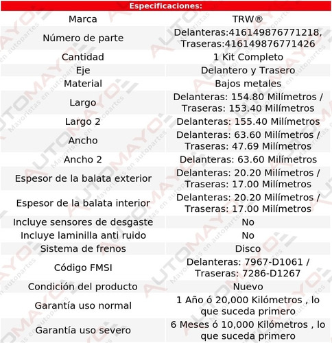 Jgo Balatas Bajos Metales Delanteras Y Traseras 125i 11