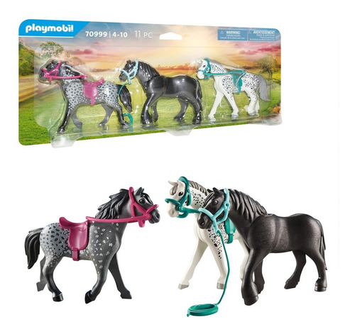 Playmobil 3 Caballos Frison Knabstrupper Y Andal 11 Piezas