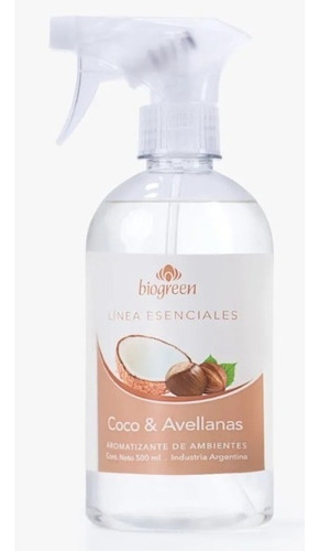 Aromatizante Coco & Avellanas 500ml Biogreen Con Gatillo 